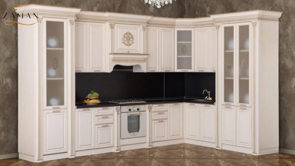 Кухонный гарнитур “Валенсия”: 3850×2400 & 4100×2150/600/2500 угол взаимозаменяемый, крем